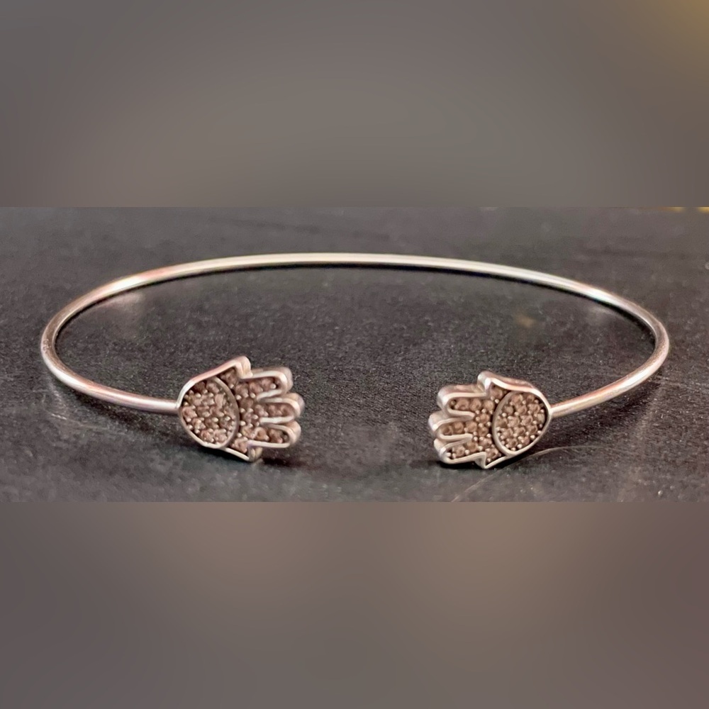2 crystal hamsa hands/hands of Fatima 925 cuff bracelet protection & luck